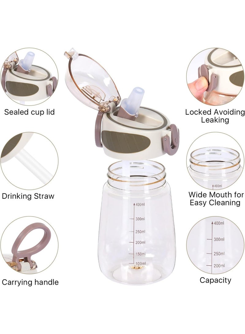 Gonice Water Bottle with Straw BPA Free Lightweight 14oz Water Drinking Bottle for Toddlers with Handle Wide Mouth Leak-Proof Cute Straw Bottle for Boys, Girls(Pink) - Image 3
